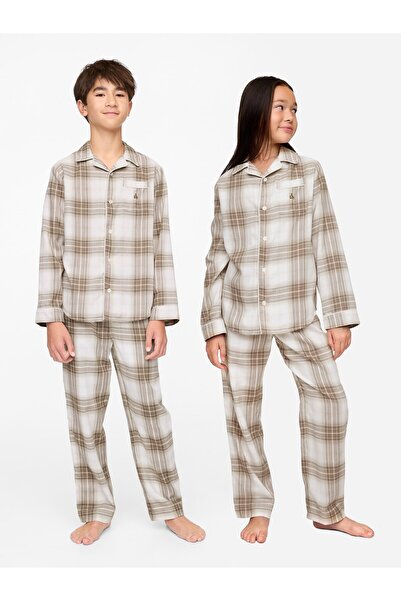 GAP Erkek Çocuk Çok Renkli Geri Dönüştürülmüş Desenli Flannel Pijama Takımı