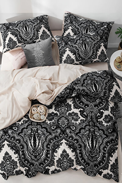 İQON طقم غطاء لحاف مطاطي مزدوج - SHALL BLACK