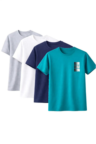 CLAYES Μπλουζάκι Unisex oversized RUN με τύπωμα – Πακέτο 4τμχ Γκρι, Λευκό, Να...