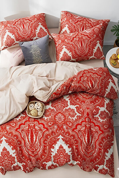 İQON Sada červených jednoduchých elastických povlaků na peřinu