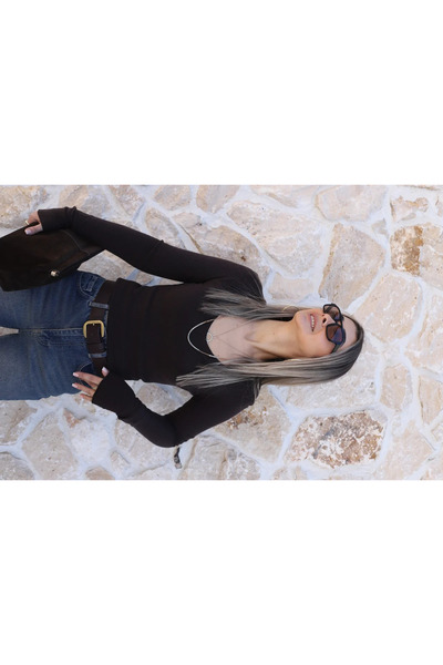 bytugcekaya Coffee standard size v-neck cashmere-lined ultra-light knit sweater