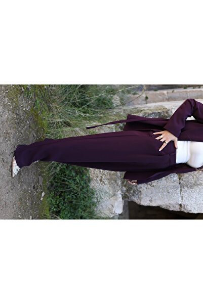 bytugcekaya بنطال بالازو الفاخر باللون البرقوق