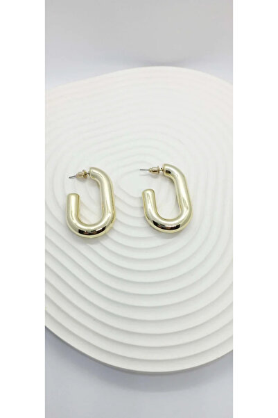 ndjewelry لون ذهبي أساسي نصف بيضاوي نموذج أقراط فولاذية