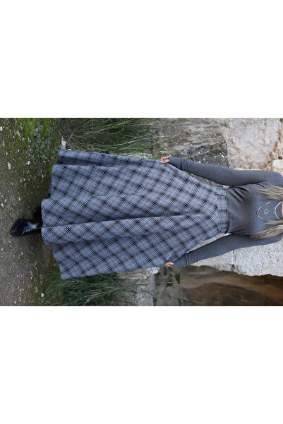 bytugcekaya Fusta gri cu model în carouri