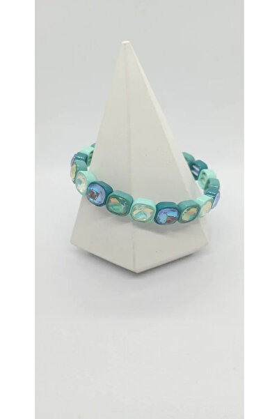 ndjewelry سوار مطاطي من حجر الرغيف الفرنسي الأخضر