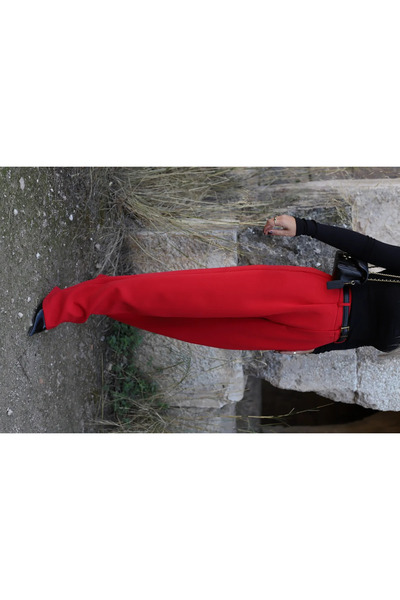 bytugcekaya Red back pocket detail palazzo