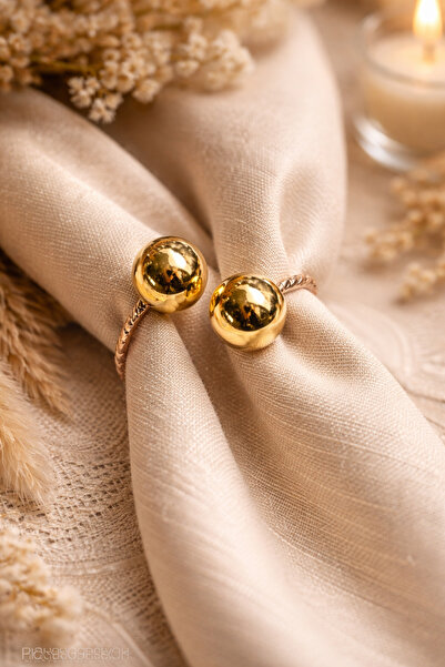 Emtory Home 12 Adet Gold Bead Metal Halkalı Peçete Yüzüğü - Napkin Ring (ÜRÜN...