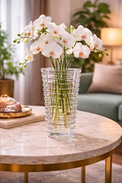 çukurova home Crystal Medium Size Vase Decorative Transparent Color