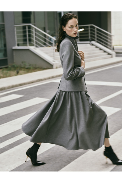 Koton Volant-Taschen-Midirock aus Stoff in A-Linie