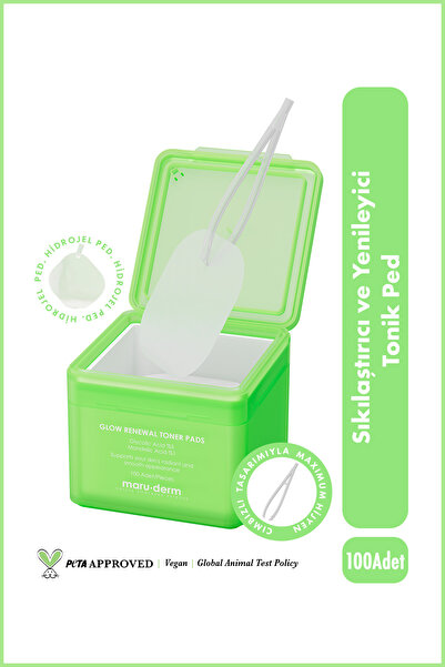 Maru.Derm Sıkılaştırıcı ve Yenileyici Hidrojel Tonik Ped 100 Adet - Glikolik ...