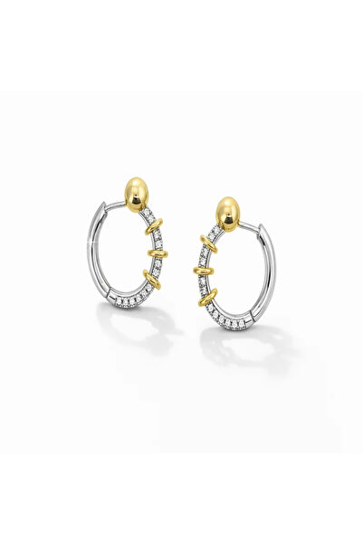 ndjewelry التألق المزدوج - أقراط دائرية ذهبية وفضية