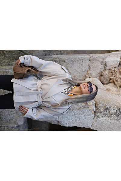 bytugcekaya Κοντή καμπαρντίνα με επένδυση από μαλλί τύπου Stone Standard Size