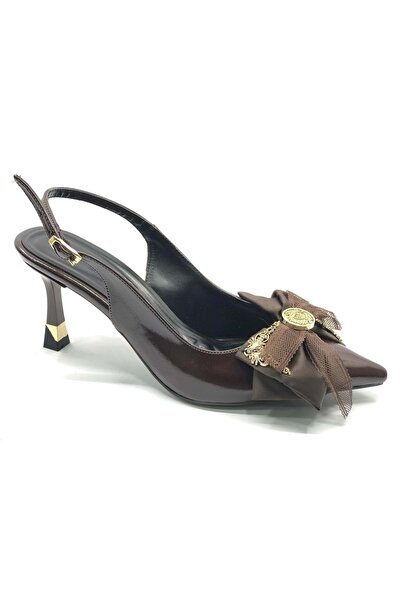 Kocamanlar Ayakkabı Feles Satin Bow Detail Open Back Stiletto Women's Heeled ...