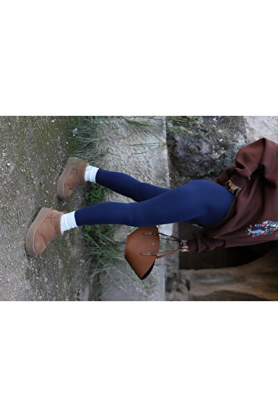bytugcekaya Navy Blue Plain Sports Tights