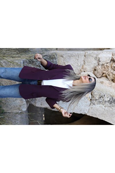 bytugcekaya Mürdüm Oversize Poliviskon Blazer Ceket