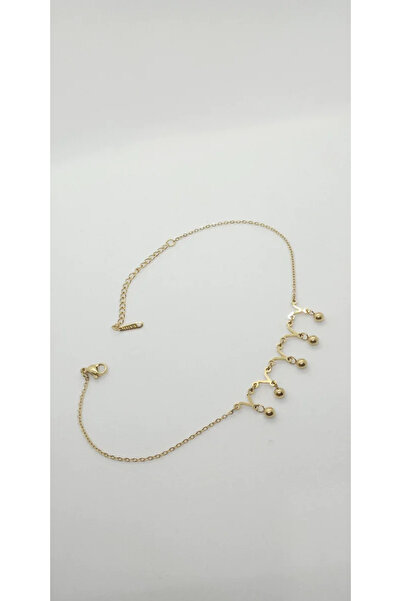 ndjewelry خلخال متدلي بتفاصيل كعب ذهبي اللون