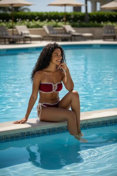 Major Butik Major Crochet Knitted Strapless Bikini Set