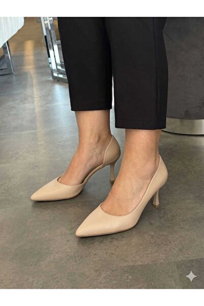 BerilinButiği Bej Cilt (Flat) Kadın Stiletto Ayakkabı