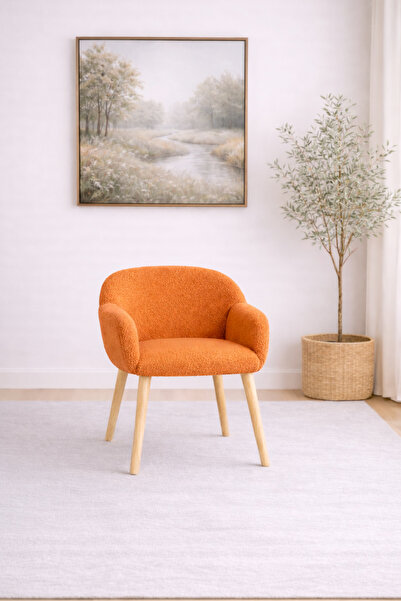 DEKOR MOBİLYACIM Jasmine Ahşap Ayaklı Retro Puf Minimal Berjer Makyaj Masası ...