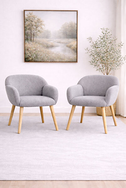 DEKOR MOBİLYACIM Jasmine 2 Berjer Set Ahşap Ayaklı Retro Minimal Berjer Makya...