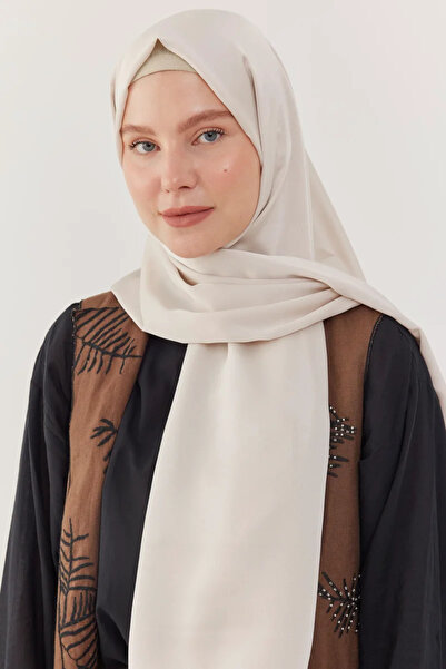MİRSOY SCARF Kum Saten Şal Abiyelik - Ekru
