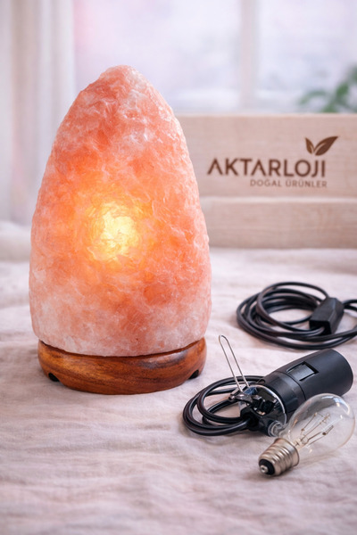 aktarloji Dekoratif Himalaya Tuz Lambası / 2-3 Kg – Doğal Kaya Tuzu / Pembe -...