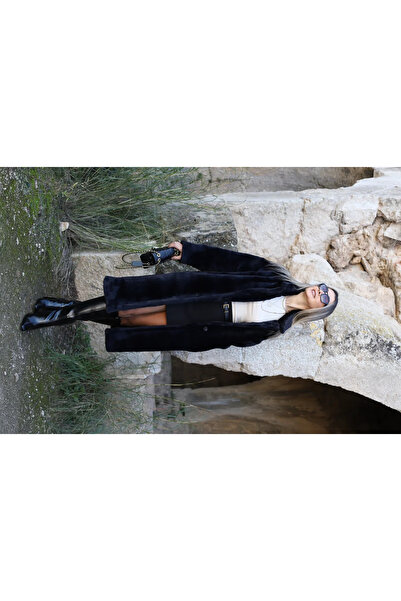 bytugcekaya Чорний стандартний розмір хутряний пальто