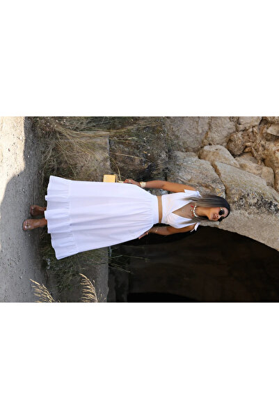 bytugcekaya Set de fuste bustieră cu detaliu alb de șireturi