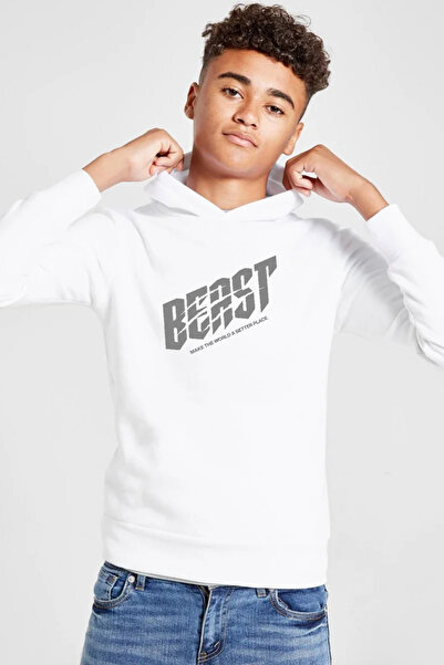 Tshirthane Mr Beast Make The World White Dječja majica sa kapuljačom i tri žice