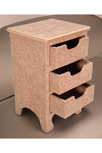 SEKAY AHŞAP Ahşap boyanabilir ayaklı 3 çekmeceli takı-aksesuar dekoratif orga...