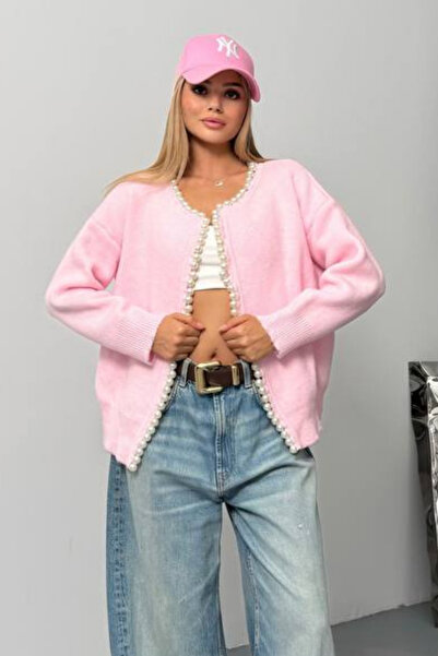 KECHİ WOMAN Women's Pearl Knit Cardigan – Soft Texture, Pearl Detailing, Comf...