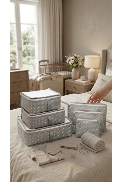 Özlem Toys حقيبة منظم للأطفال بنمط البولكا دوت من لوكس، مكونة من 6 قطع، مناسب...