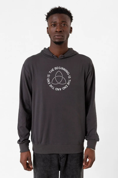 Tshirthane Tamna muška 2ip majica sa kapuljačom The Beginning Smoked