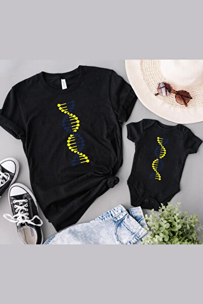 Tshirthane Žuta, tamnoplava DNK - Otac Sin Ćerka POJEDINAČAN proizvod, Dodaj ...