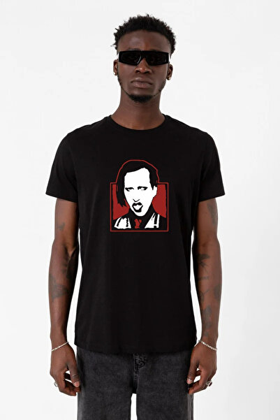 Tshirthane Marilyn Manson Shadow Black Men's T-Shirt
