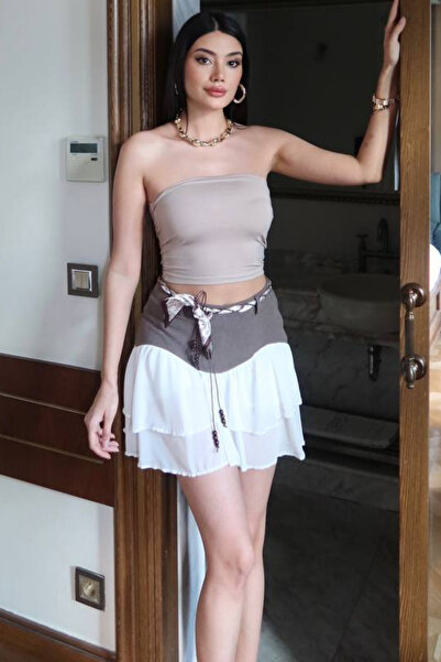 KECHİ WOMAN Polyviscon Fabric Skirt Chiffon Short Skirt