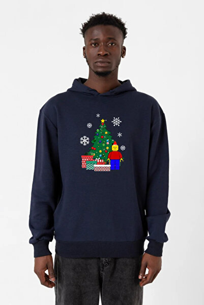 Tshirthane Lego Man Božić - Mornarsko plava muška majica sa kapuljačom 3ip