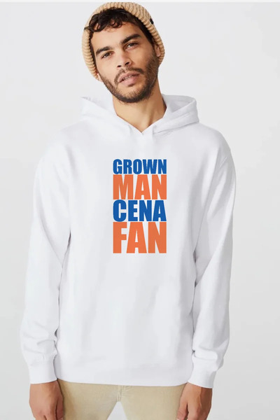Tshirthane WWE Grown Man Cena Fan bela muška majica sa kapuljačom od 3 niti