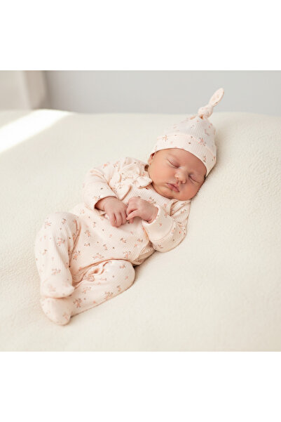 QBABY %100 Pamuk OEKO-TEX Sertifikalı Kız Bebek Çiçek Baskılı Tulum Yenidoğan...