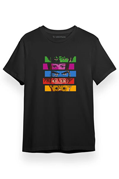 Tshirthane Cowboy Bebop Vintage Heads Black Short sleeve Men's T-shirt