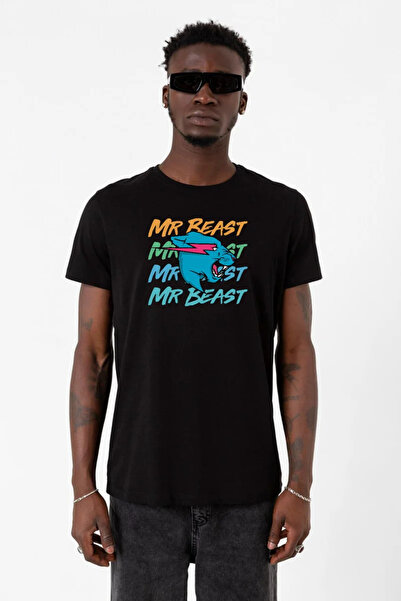 Tshirthane Mr Beast Lettern Black Men's Tshirt