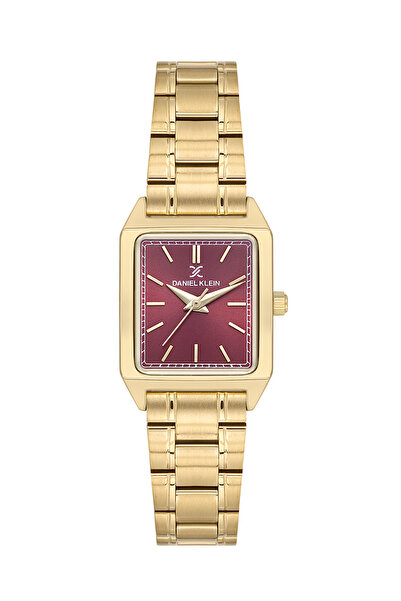 Daniel Klein Dkf.2315a Yeni Trend Bordo Kadranlı Altın Renk Köşeli Kadın Kol ...