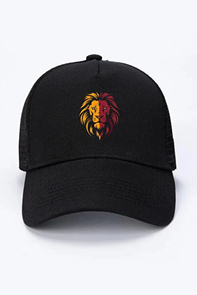 Tshirthane Yellow Red Leon Black Mesh Cap