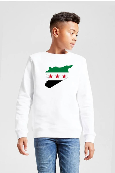 Tshirthane Syria New Flag бял детски 2Ip суичър