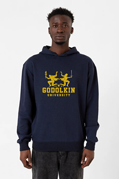 Tshirthane Logo Univerziteta Godolkin, tamnoplava muška majica sa kapuljačom 3ip