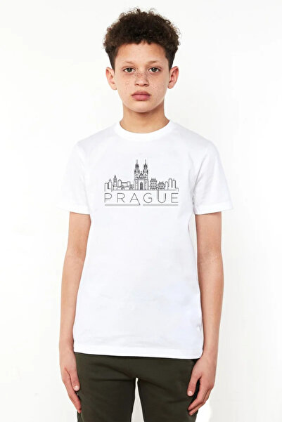 Tshirthane Μπλουζάκι παιδικής ποδηλατικής φανέλας Praga White