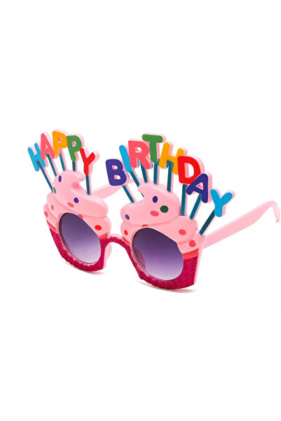 Go İthalat Happy Birthday Written Pink Fuchsia Color Party Glasses 12X7 cm (5...