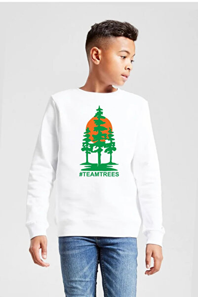 Tshirthane Mr Beast Team Trees bela dječja 2ip majica