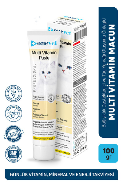 OneVet Multivitamin Macun 100 gr | Ve Tüy Yumağı Oluşumu Önleyici Kedi Malt P...