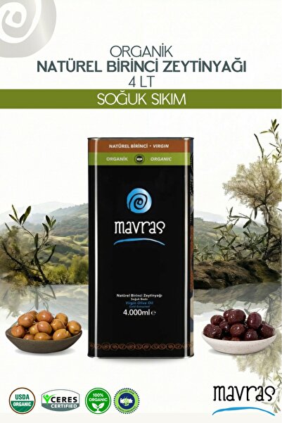 Mavras Organik Natürel Birinci Zeytinyağı 4lt – Soğuk Sıkım
